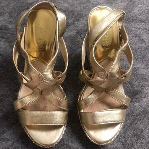 Gold wedged heel Michael kors women’s shoes